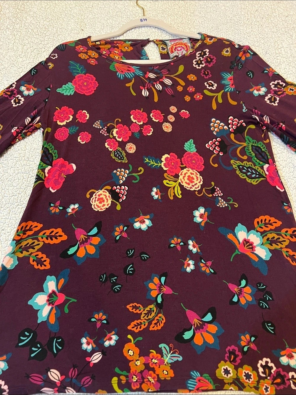 Johnny Was Floral Long Sleeve Blouse in Purple